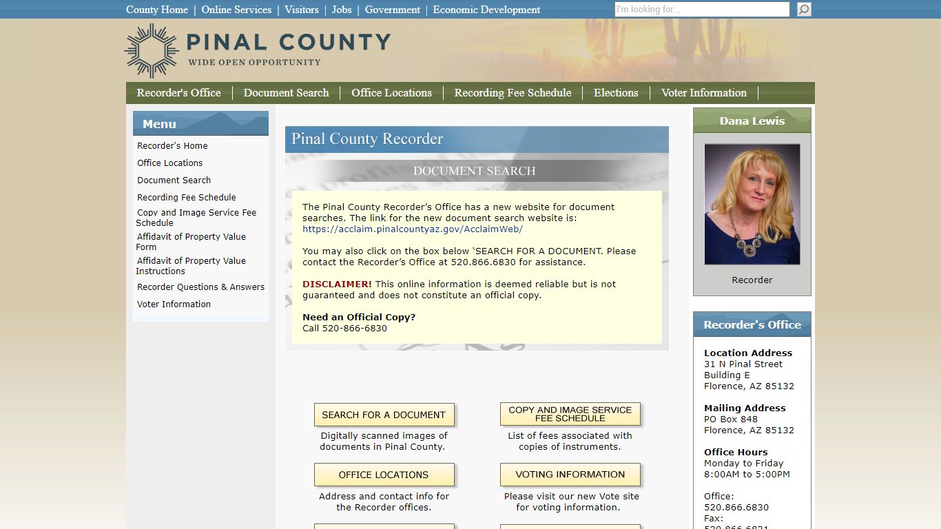 Recorder Home - Pinal County